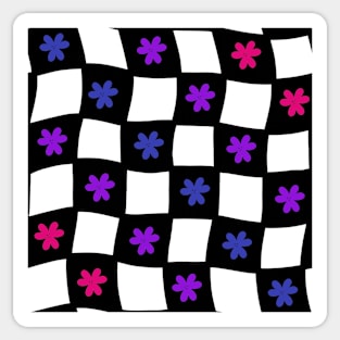 Floral Checker Board - Bisexual Pride Sticker